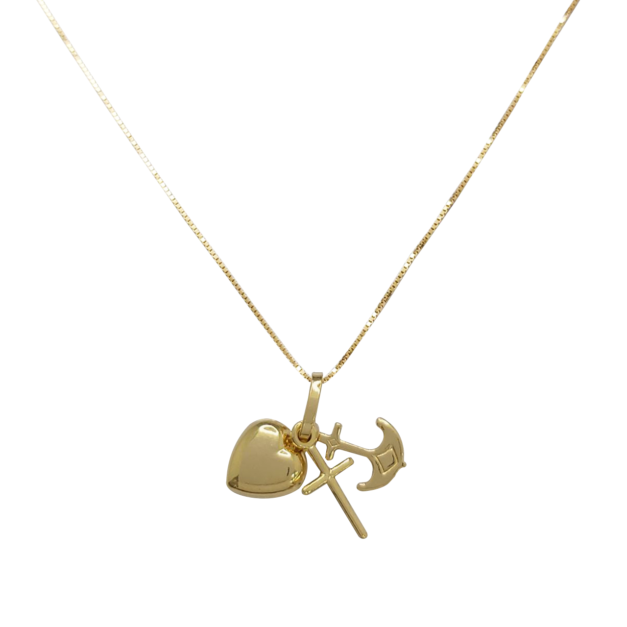 Collar en Oro Amarillo y Colgante Triple