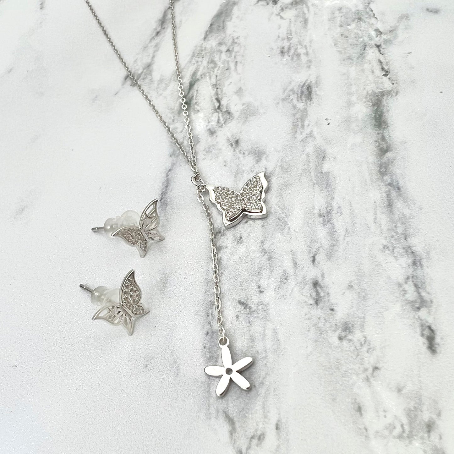 Conjunto collar/aros en plata