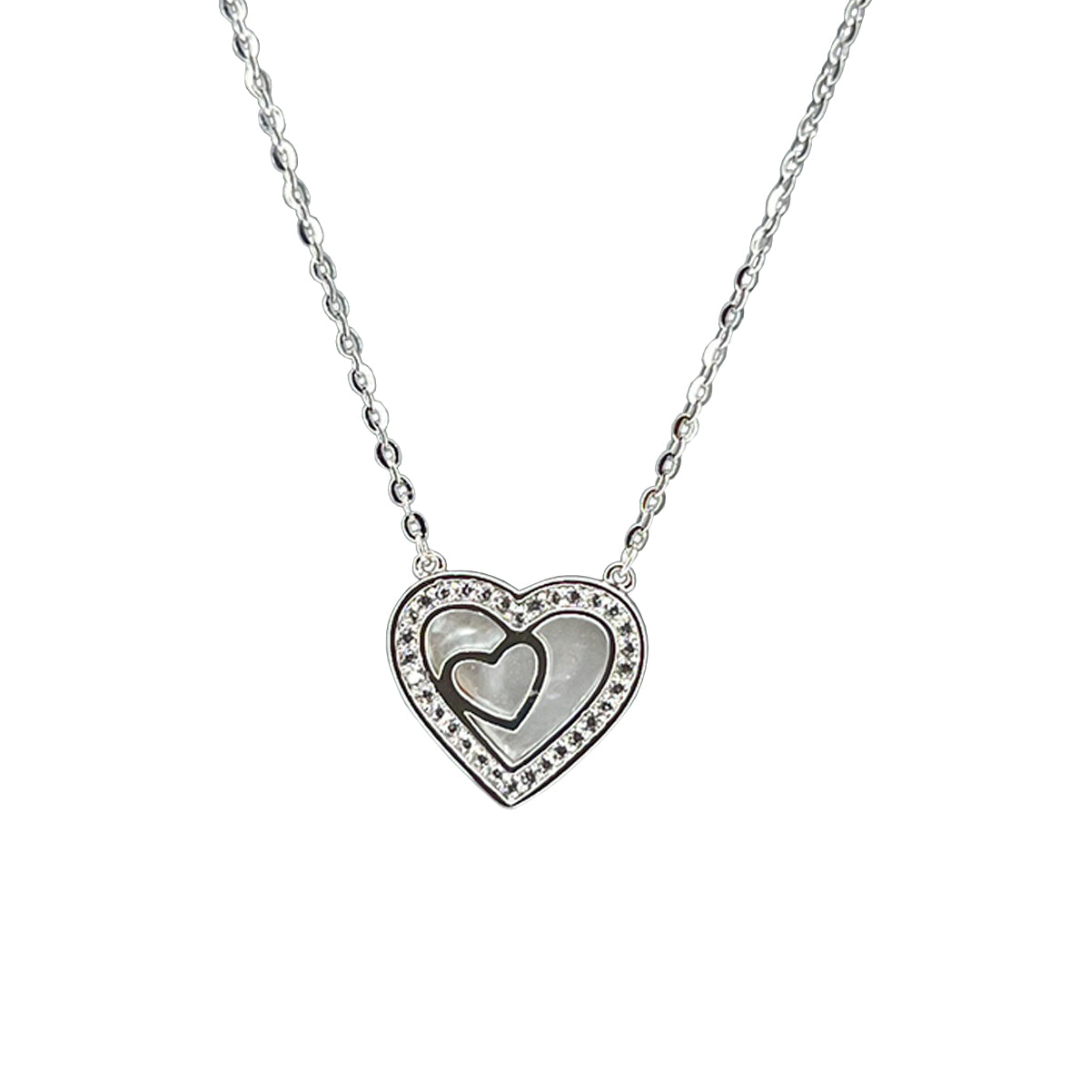 Conjunto collar/aros en plata y corazon