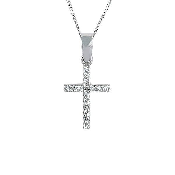 Cruz en oro blanco diamantes sin cadena