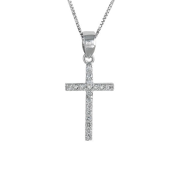 Cruz en oro blanco diamantes sin cadena
