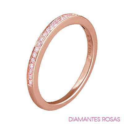 Anillo Oro Rosa Diamantes Rosa