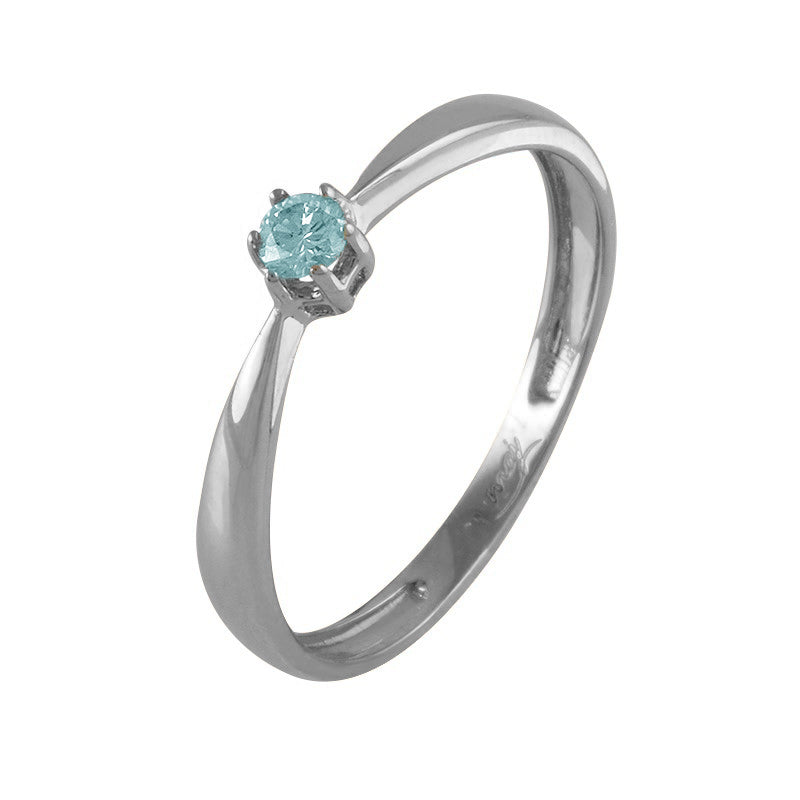 Anillo oro blanco diamante ice blue