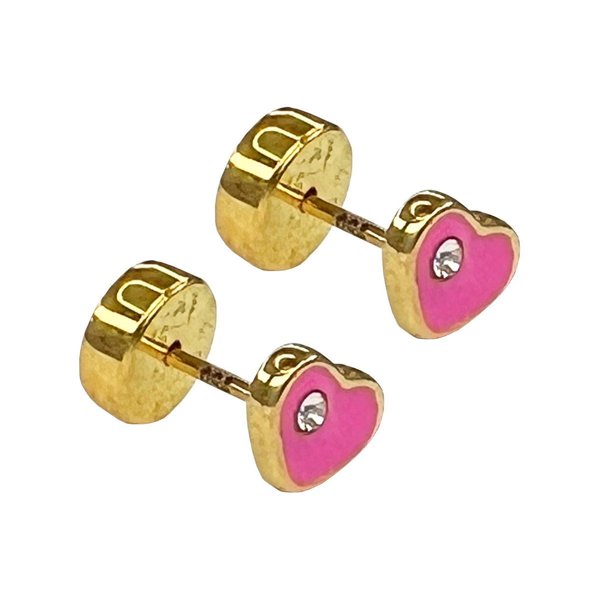 Aros abridor corazon rosa en oro