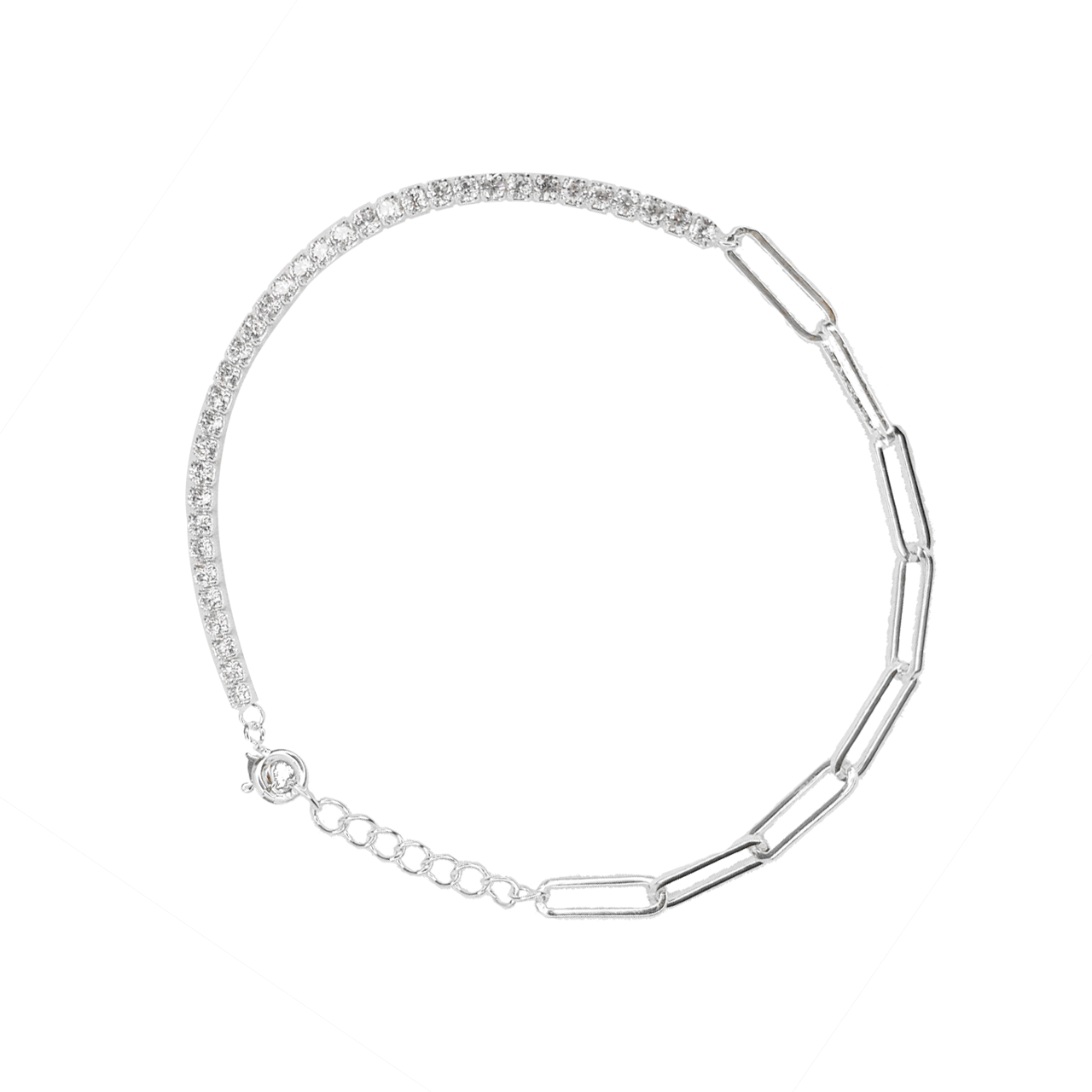 Pulsera en plata combinada riviere con zircones y eslabones