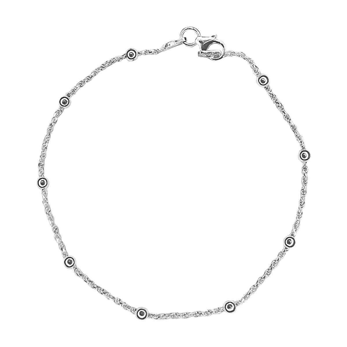 Pulsera turbillos y bolitas en plata