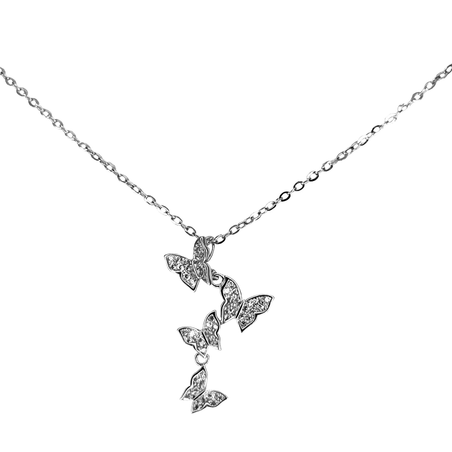 Conjunto collar/aros mariposa de plata
