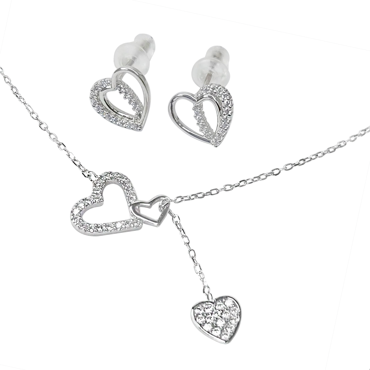 Conjunto Collar y Aros Corazon