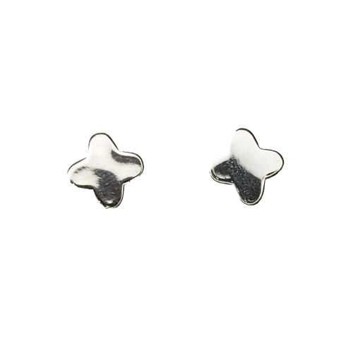 Aros plata flor cuatro petalos