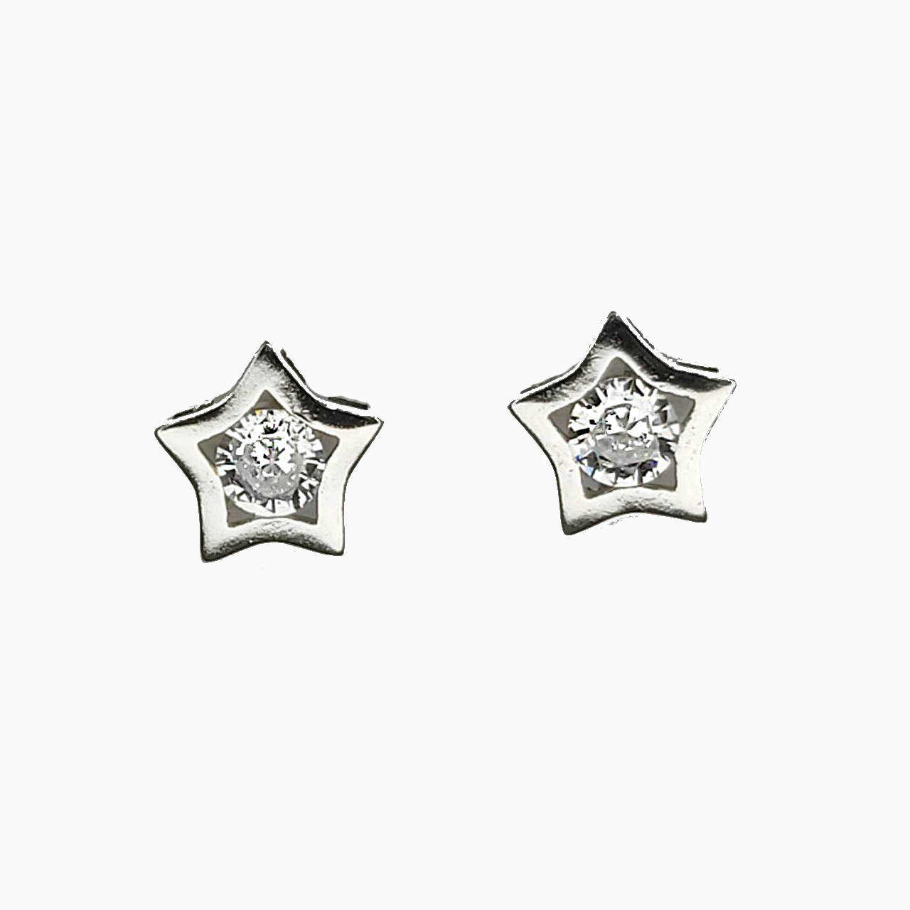 Aros en plata de estrellas con zircon