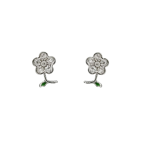Aros en plata de floresitas