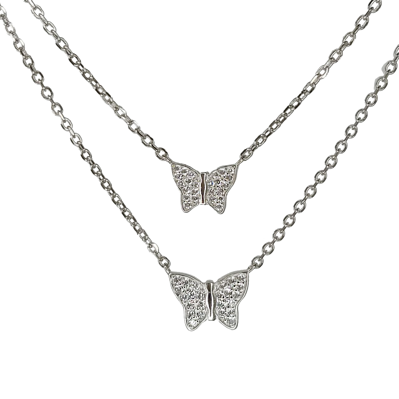 Collar en plata y mariposas con zircones