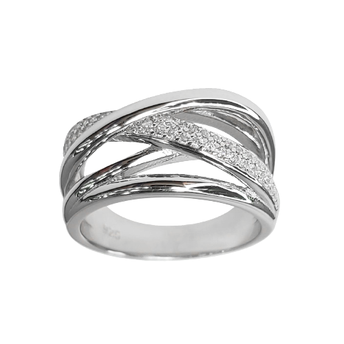 Anillo Cintillo Entrelazado en plata