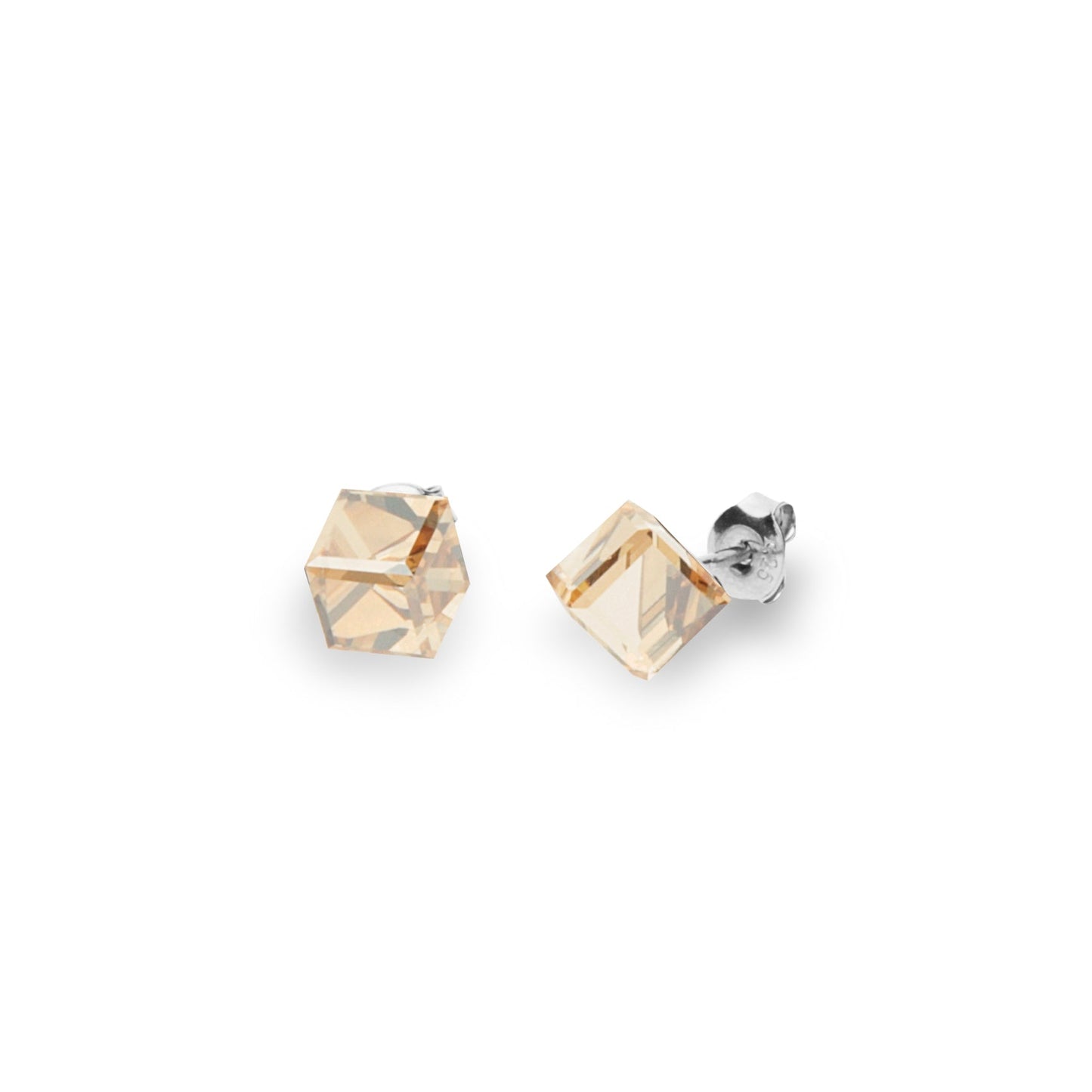 Aros Medium Cube Studs Golden Shadow - Swarovski joyas
