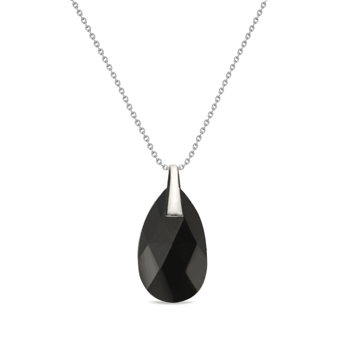 Collar Classic Drop Jet - Spark Silver Jewelry