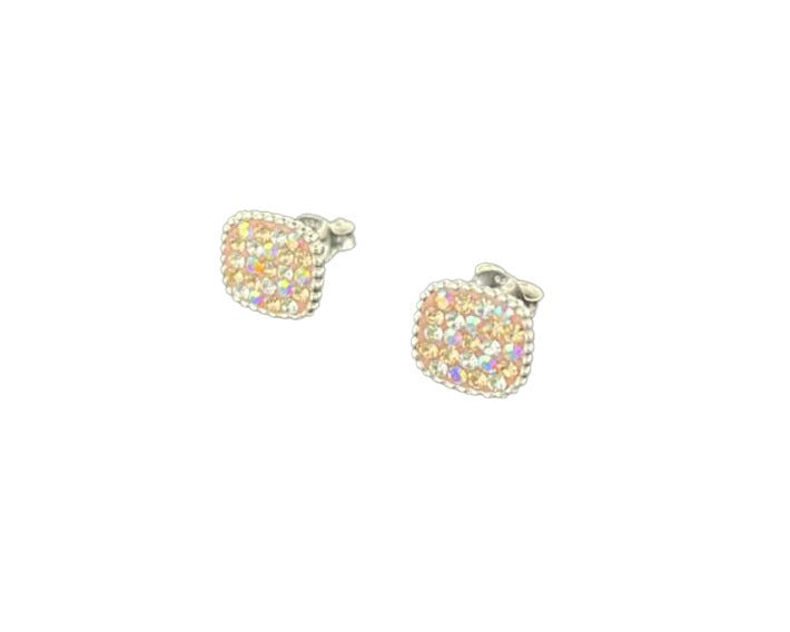 Aros Cuadrado Cristales Azul