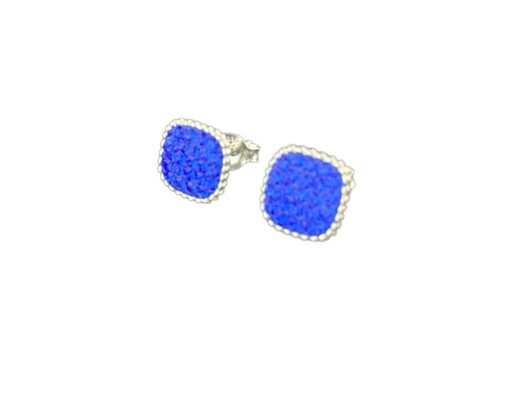 Aros Cuadrado Cristales Azul