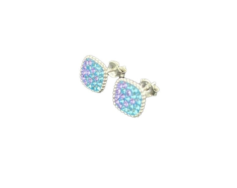 Aros Cuadrado Cristales Azul