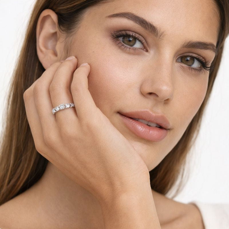 Anillo Medio Cintillo - Anillo Oro Blanco 18K