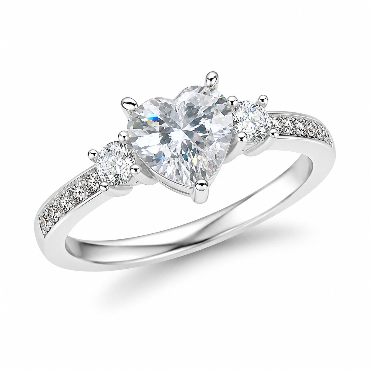 Anillo Tricillo Gran Corazón Central - Plata 925