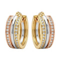 Aros Argollas Tricolor Pavé - Aros Oro Italiano 18K