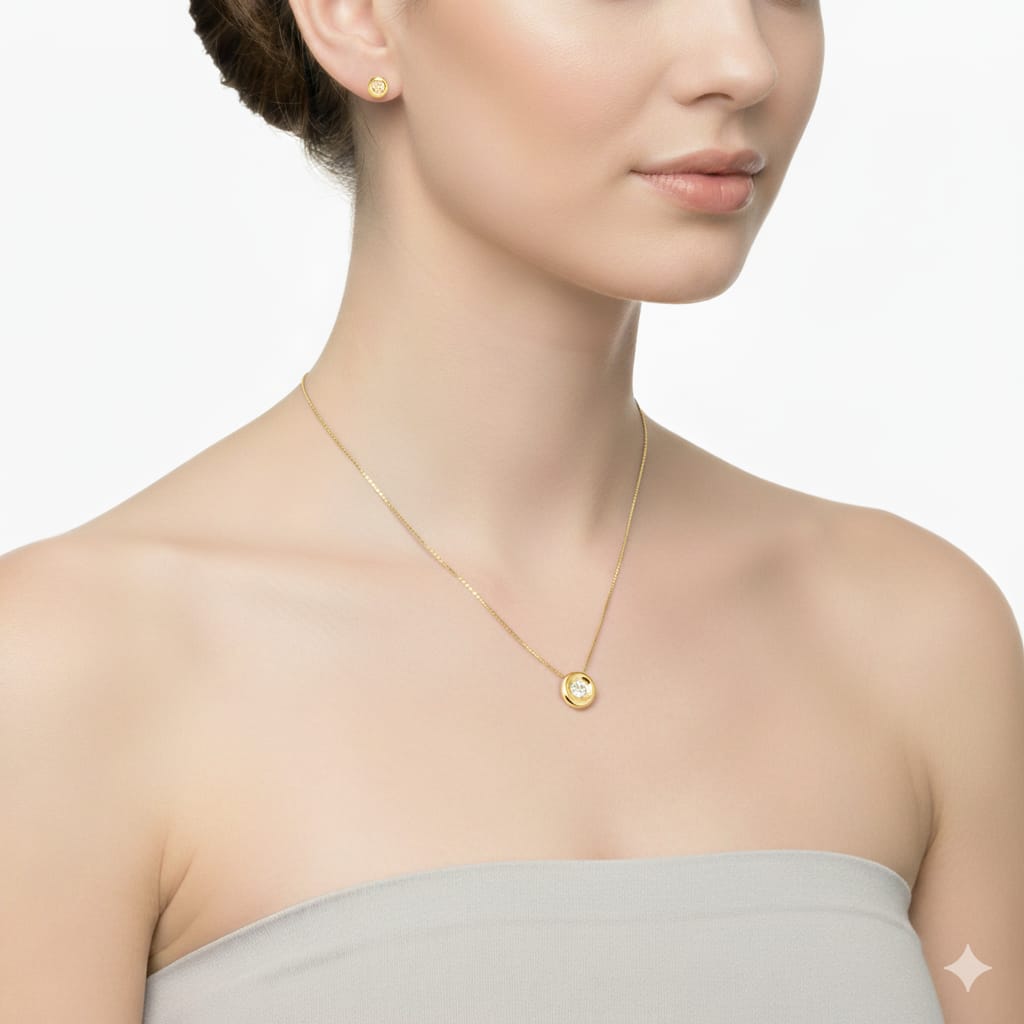 Aros Oro amarillo punto de luz diamante