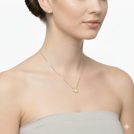 Aros Oro amarillo punto de luz diamante