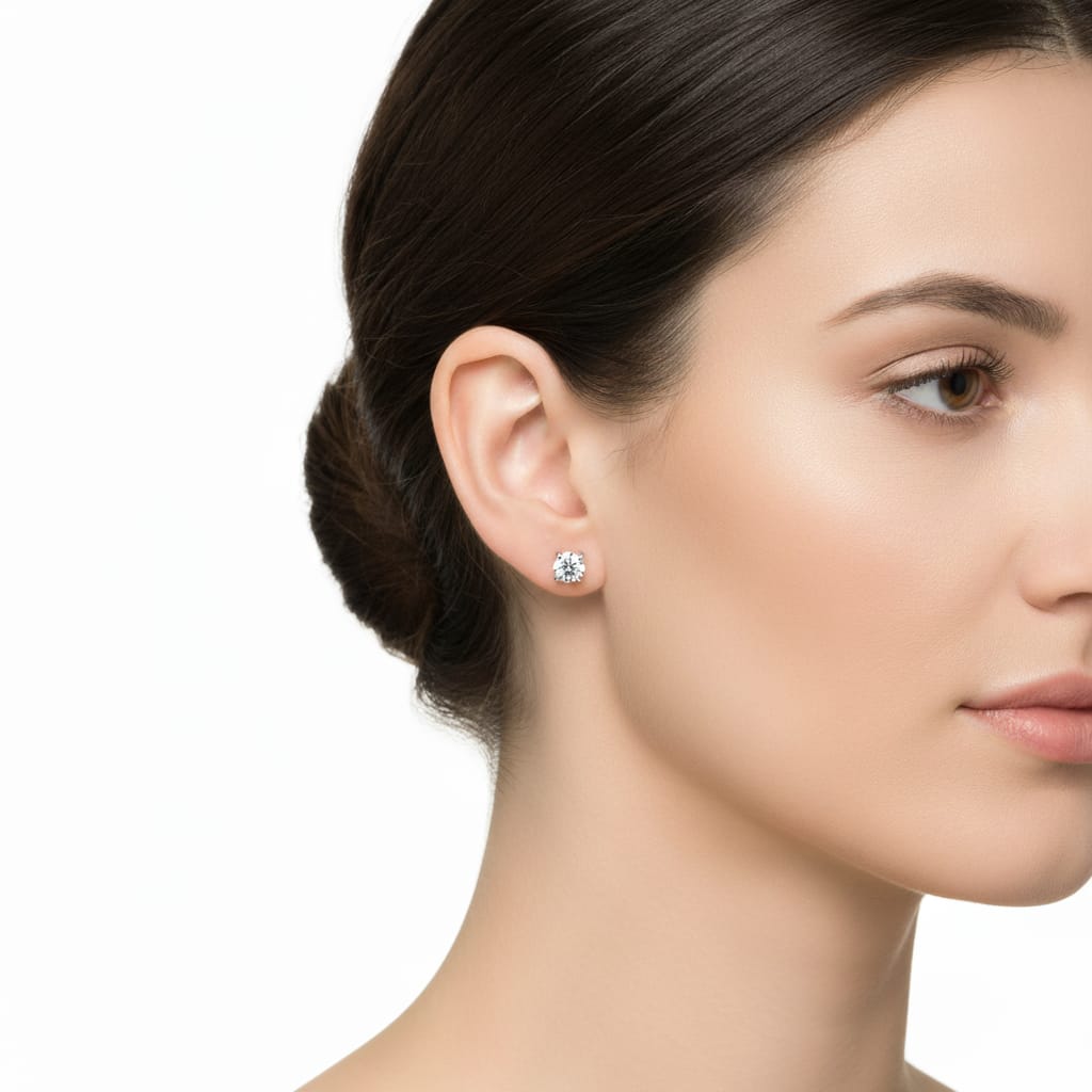 Aros Oro Blanco y grifa con Diamantes