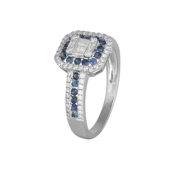 Anillo Cuadrado Zafiro - Anillo Oro 18k