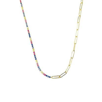 Collar en plata combinada riviere con zircones y eslabones