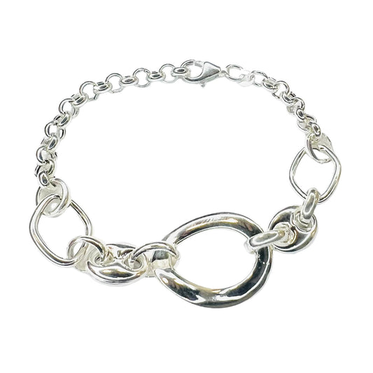 Pulsera plata 925  eslabon central grande