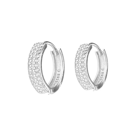 Aro Argolla Plata 925 12 mm  zirconias blancas