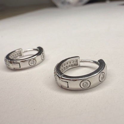 Aro Argolla Plata 925 12 mm  zirconias blancas