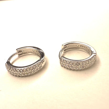 Aro Argolla Plata 925 12 mm  zirconias blancas