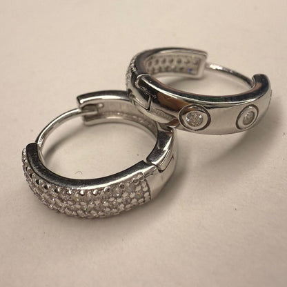 Aro Argolla Plata 925 12 mm  zirconias blancas