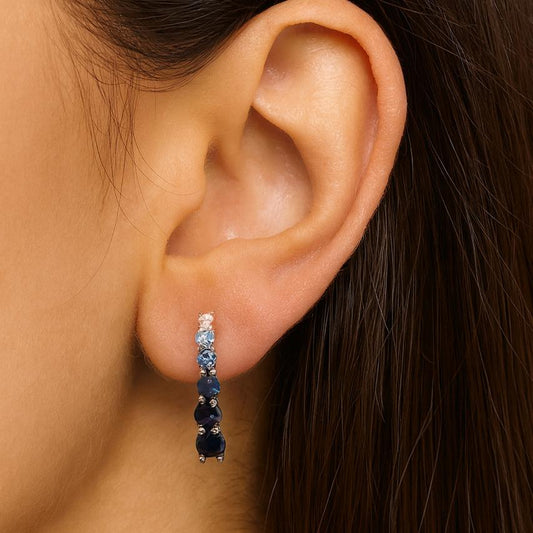 Aro Plata 925 cascada de zircones azules