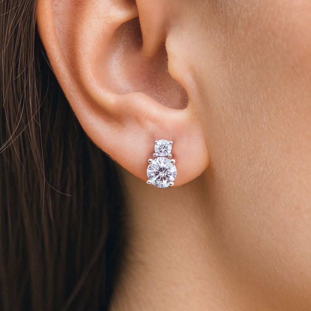 Aros doble lucero - Aros Plata 925