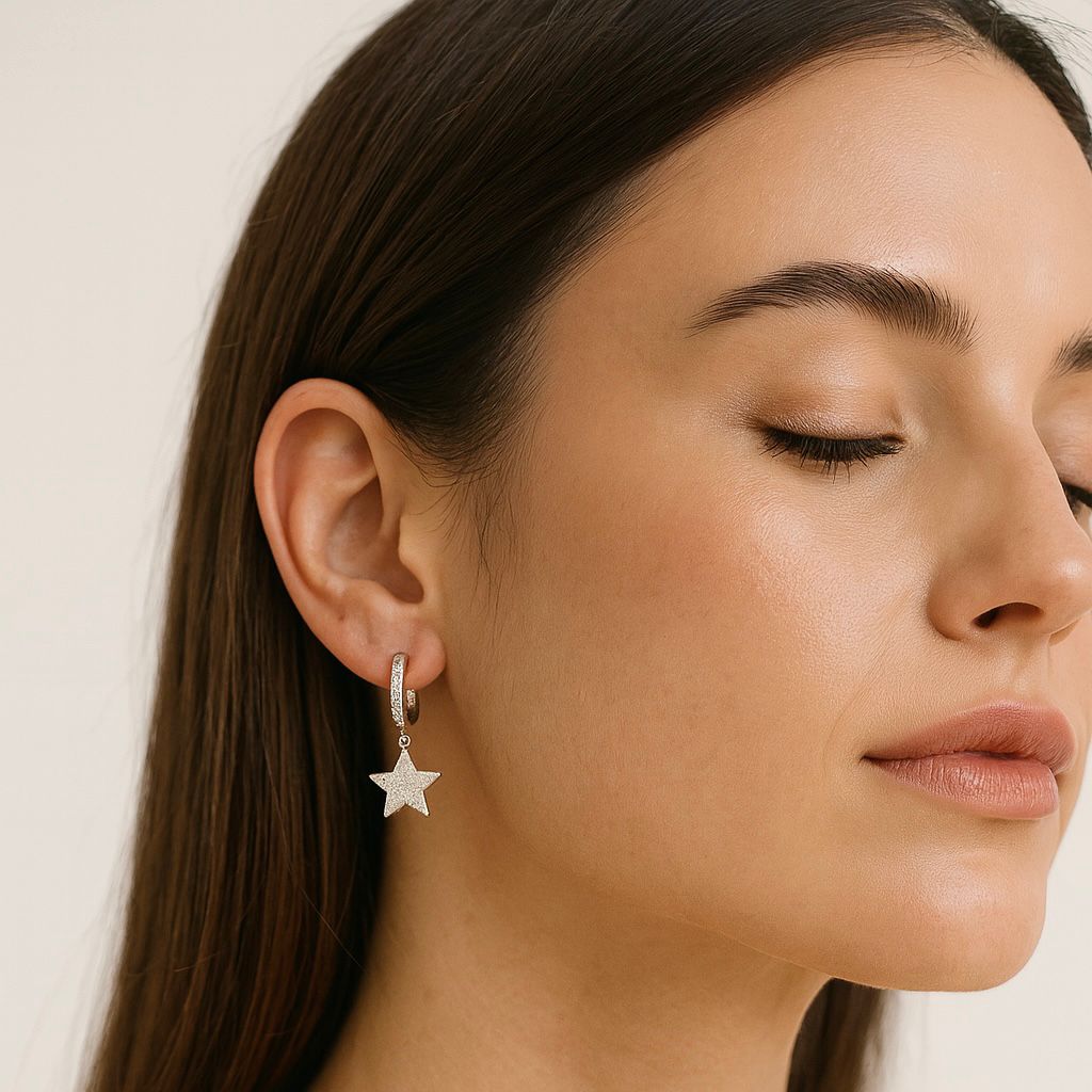Aros Argollas Estrellas - Aros Plata 925