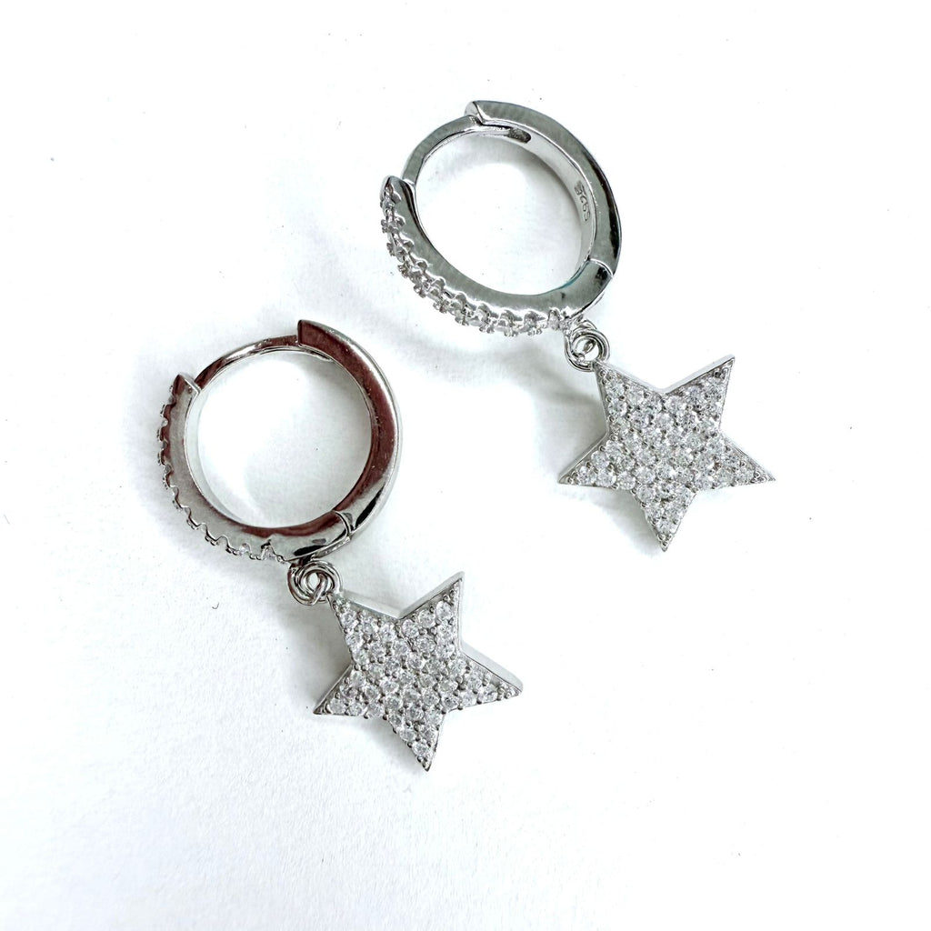 Aros Argollas Estrellas - Aros Plata 925