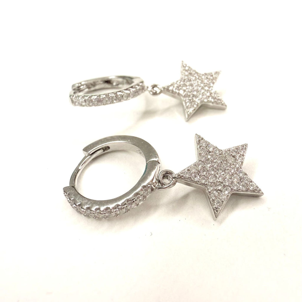 Aros Argollas Estrellas - Aros Plata 925