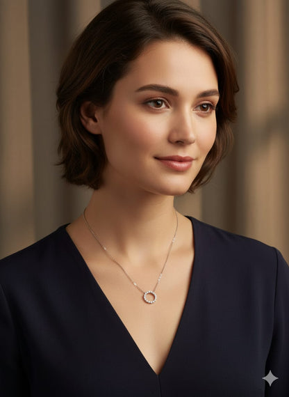 Collar Plata 925 circulo infinito de zirconias