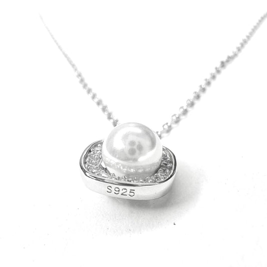 Collar Plata 925 Perla y Zirconia