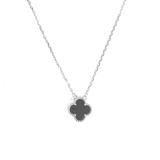 Collar Plata 925 trebol Onix