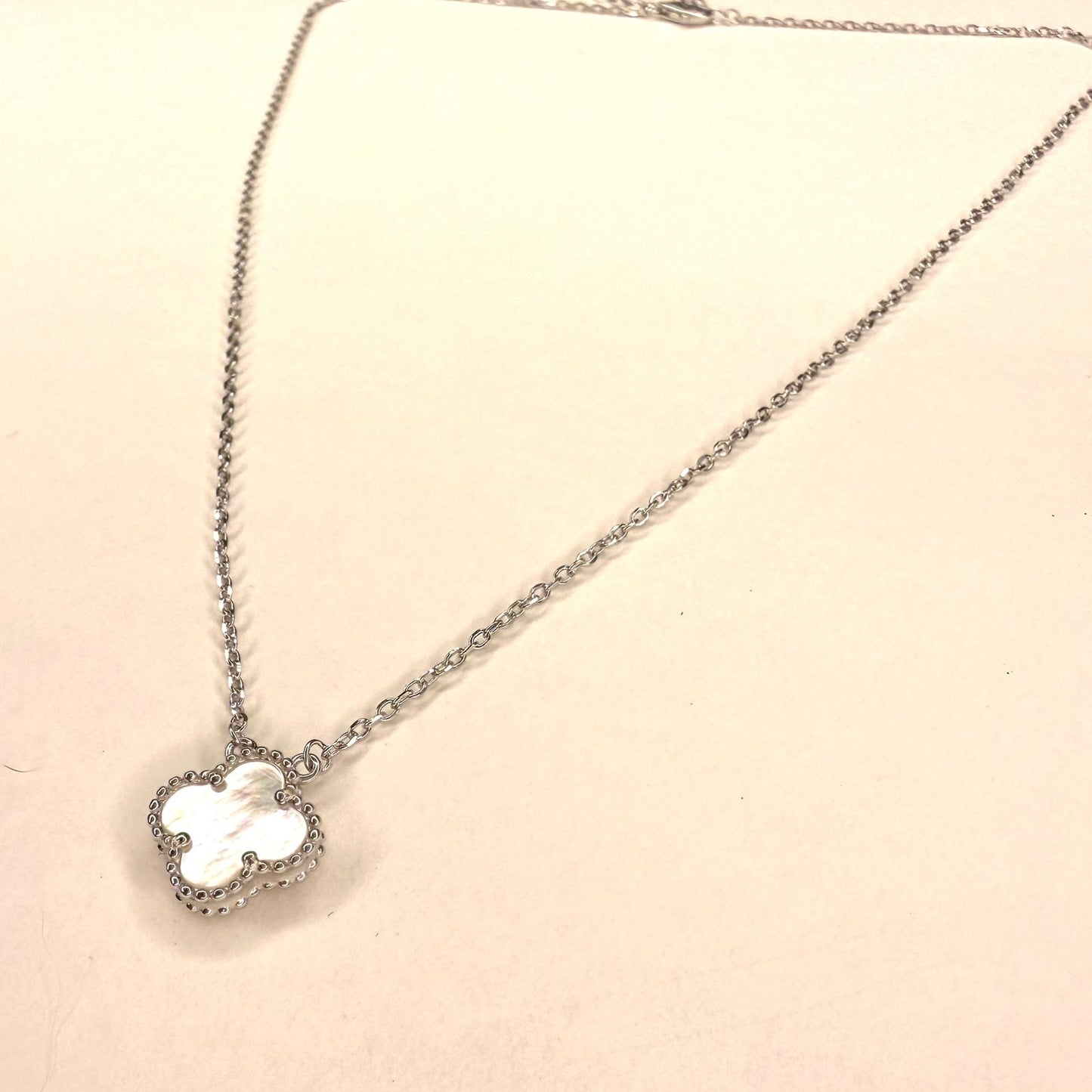 Collar Plata 925 trebol Madre perla