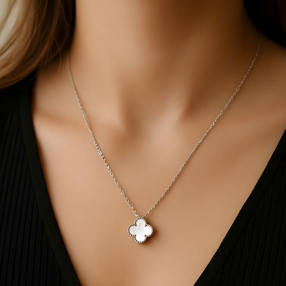 Collar Plata 925 trebol Madre perla