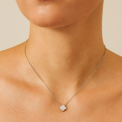 Collar Plata 925 Trebol blanco