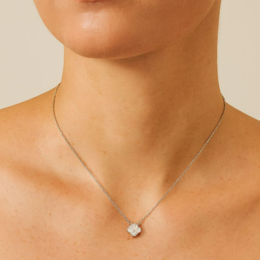 Collar Plata 925 Trebol blanco