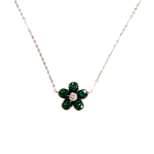 Collar flor verde