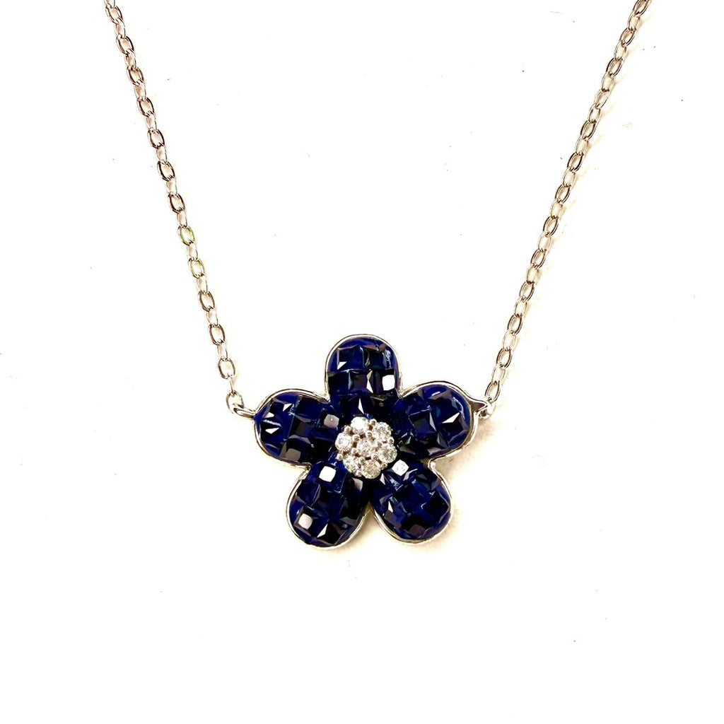 Collar flor azul marino