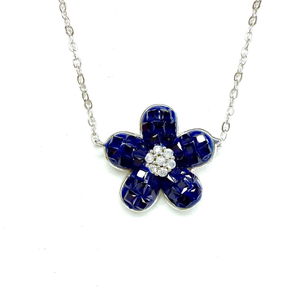 Collar flor azul marino